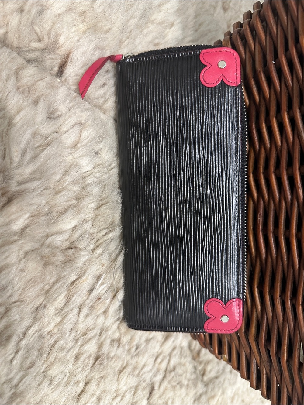 Louis Vuitton Blooming Corners Black and Pink Wallet Zippy